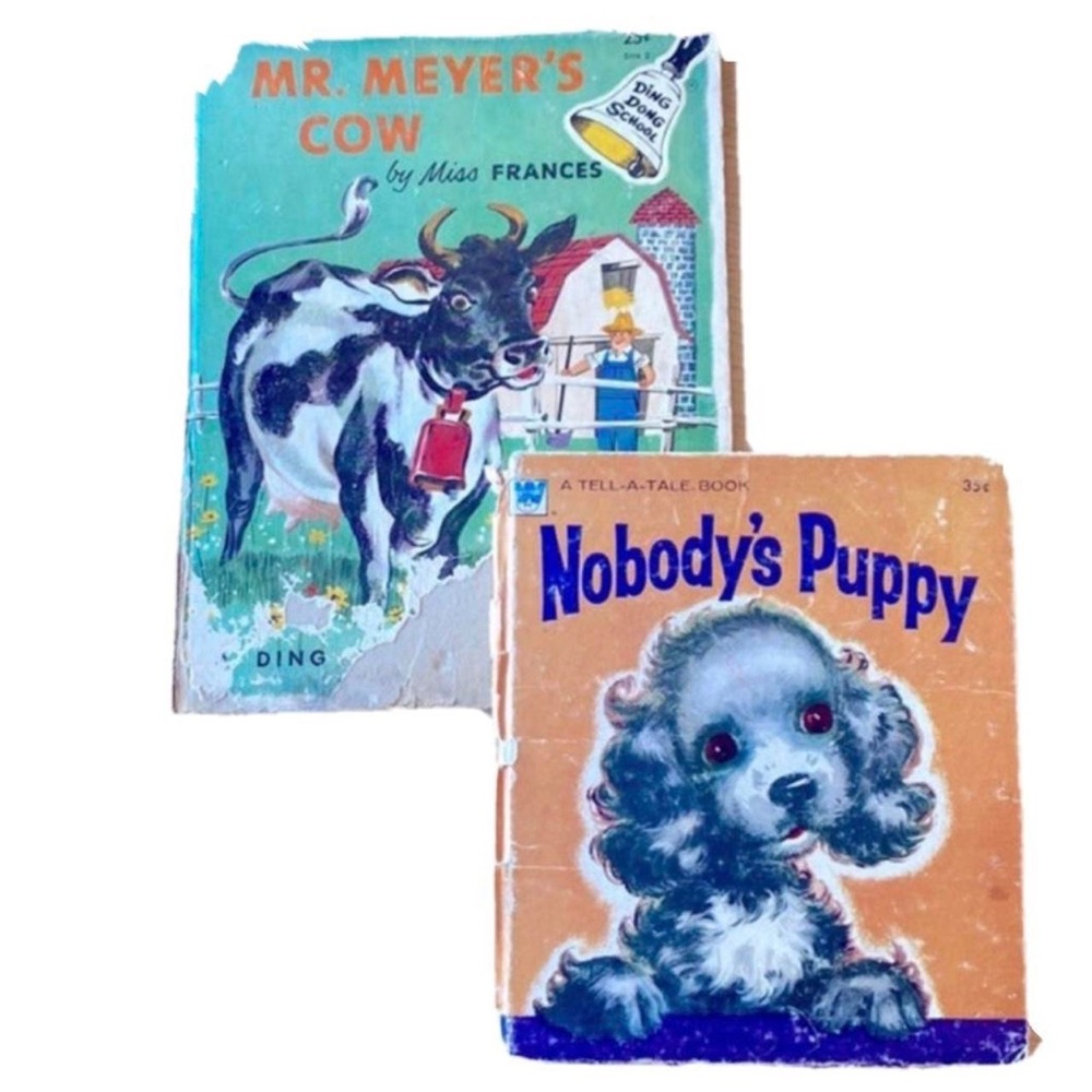 VTG Children’s Books Golden 1950s 50s Nobody’s Puppy + Mr. Meyers Cow Vintage